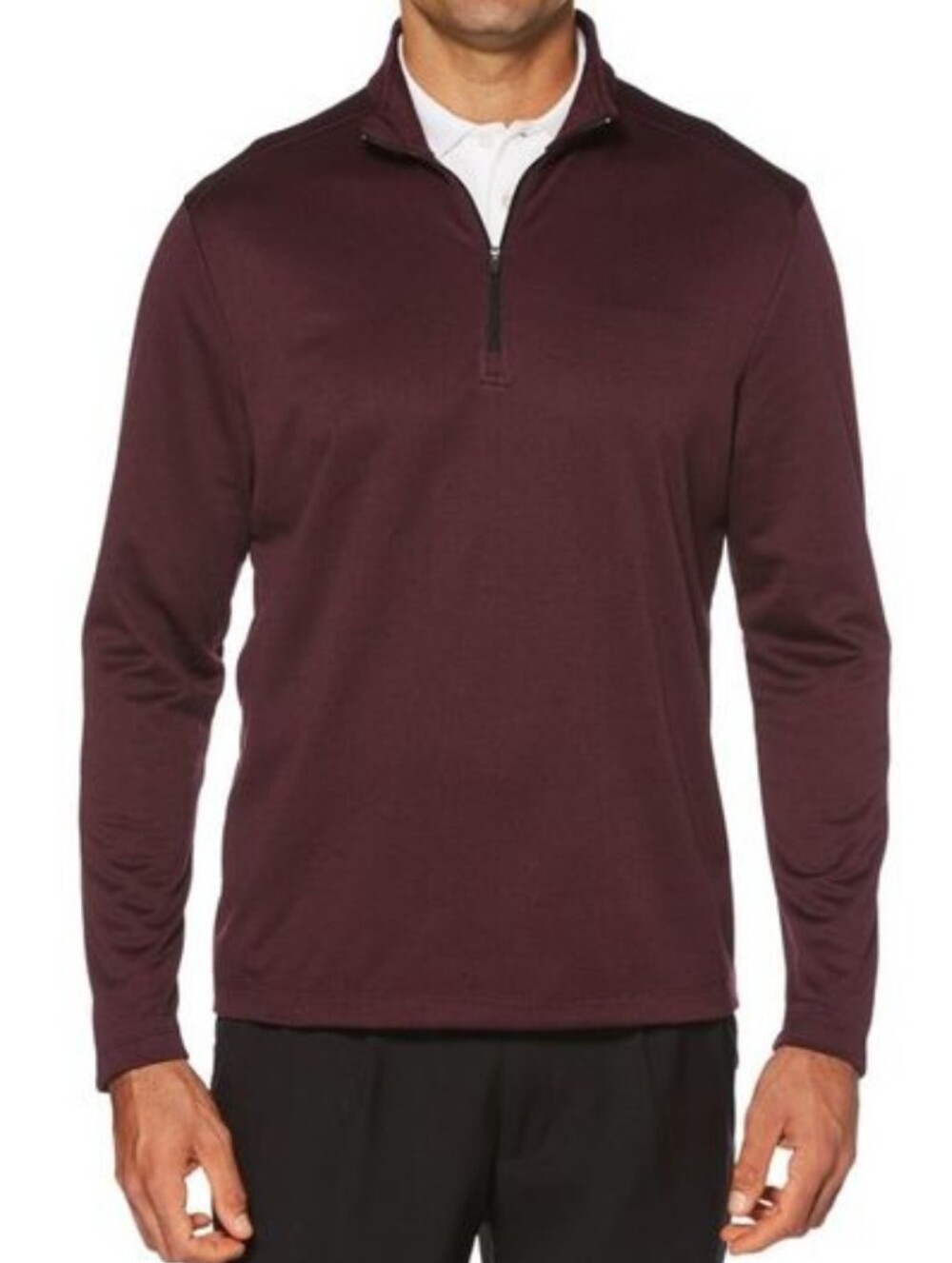 MEN'S PGA TOUR THERMAL FLUX QUARTER ZIP POLO RUGBY LONG SLEEVE BURGUNDY XL